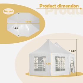 Double Peaked Arabian Shelter,Party Tent,PVC Coated Polyester Roof,Roll-Up Doors And Windows,Removable Side Walls,And Complete Accessorie,White