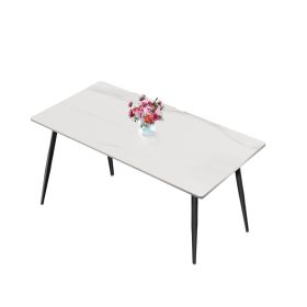 Dining Table Sintered Stone/Marble/Porcelain Table for Kitchen, Living Room, 63 inch Mountain Grain WhiteTable Only