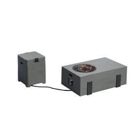 Patio Garden Fire Pit Table Set of 2 with Built-in Ice Bucket, Magnesium Oxide