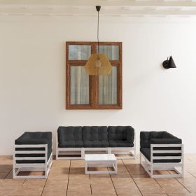8 Piece Patio Lounge Set with Cushions Solid Pinewood