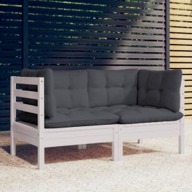 2-Seater Patio Sofa with Anthracite Cushions Solid Pinewood