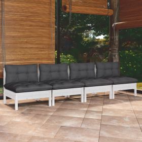 4-Seater Patio Sofa with Anthracite Cushions Solid Pinewood
