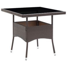 Patio Dining Table Brown Poly Rattan