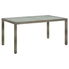 Patio Table 59.1"x35.4"x29.5" Tempered Glass and Poly Rattan Gray