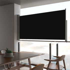 Patio Retractable Side Awning 31.5"x118.1" Black