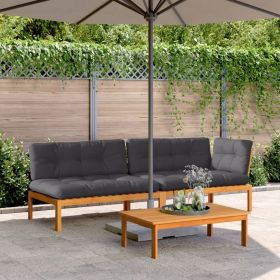 3 Piece Patio Pallet Sofa Set with Cushions Solid Wood Acacia