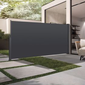 118" x 71" Retractable Side Screen Awning, UV Resistant and Waterproof Patio Privacy Screen,Dark Grey