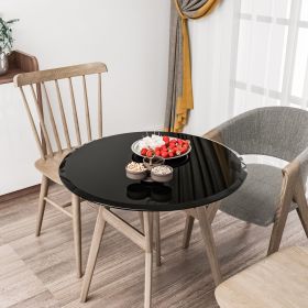 28" Inch Round Tempered Glass Table Top Black Glass 3/8 Inch Thick Beveled Polished Edge
