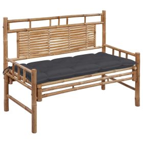Patio Bench with Cushion 47.2" Bamboo