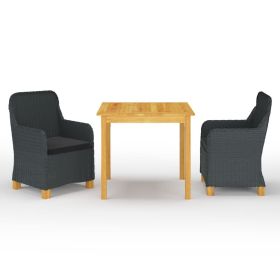 3 Piece Patio Dining Set Dark Gray