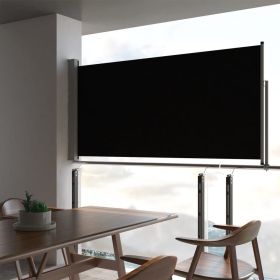 Patio Retractable Side Awning 47.2"x118.1" Black