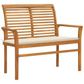 Patio Bench with Cream Cushion 44.1" Solid Teak Wood