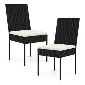 PE Wicker Patio Chairs Set of 2/4 with Cushions for Porch Deck Garden and Backyard