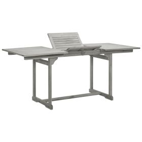 Patio Dining Table (47.2"-66.9")x31.5"x29.5" Solid Acacia Wood