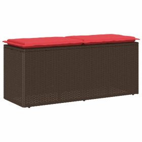 Patio Bench with Cushion Brown 43.3"x15.7"x17.3" Poly Rattan