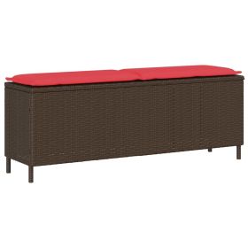 Patio Bench with Cushion Brown 43.3"x11.8"x15.9" Poly Rattan