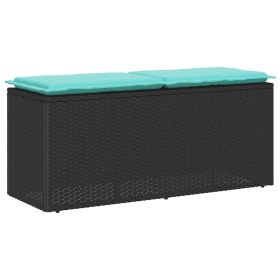 Patio Bench with Cushion Black 43.3"x15.7"x17.3" Poly Rattan
