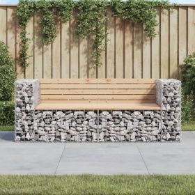 Patio Bench Gabion Design 72.4"x28"x25.8" Solid Wood Pine