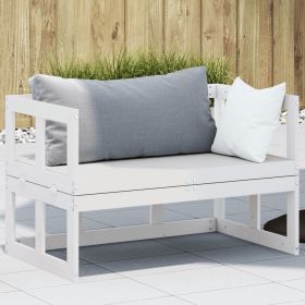 Patio Sofa Bench Extendable White Solid Wood Pine