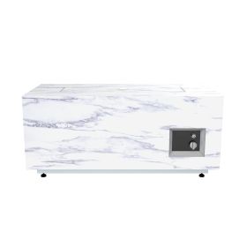 42 inch Propane Gas Fire Pit Table, Grey Rectangular Firepit Table with Lid, Cover and Lava Rock, Gas Tank Storage Side Table (Color: as Pic)