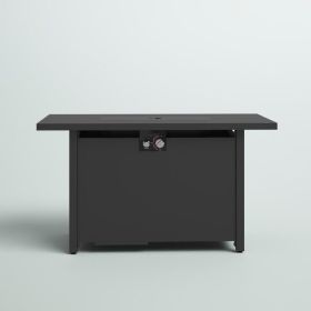 25" H x 42" W Steel Outdoor Fire Pit Table with Lid (Color: Gray)