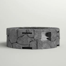 9'' H x 28'' W Fiber Reinforced Concrete Outdoor Fire pit(Stone Gray)CM-1021 (Color: as Pic)
