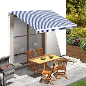 Awning Top Sunshade Canvas Blue & White 137.8"x98.4" (Color: Blue)