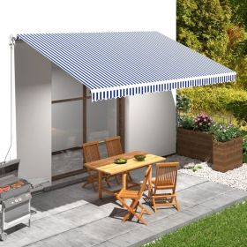 Awning Top Sunshade Canvas Blue & White 196.9"x118.1" (Color: Blue)