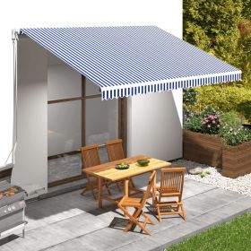 Awning Top Sunshade Canvas Blue & White 177.2"x118.1" (Color: Blue)