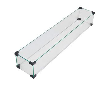 Fire Pit Table Wind Guard, 38.1 x 10.6 x 5.9 Inch Rectangular Glass Wind Guard, Clear Tempered Glass Flame Guard, with Aluminum Alloy Brackets (Color: as Pic)